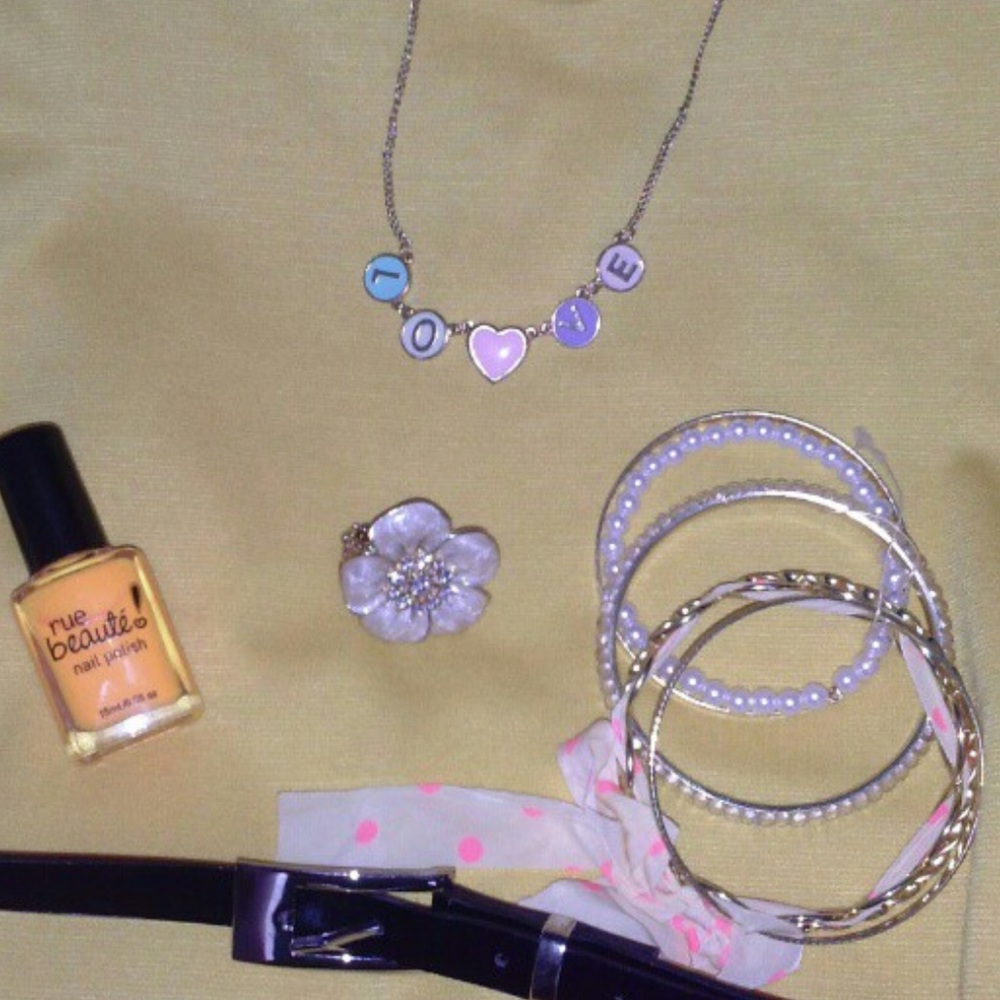 Forever 21 LOVE Necklace, Light Gold